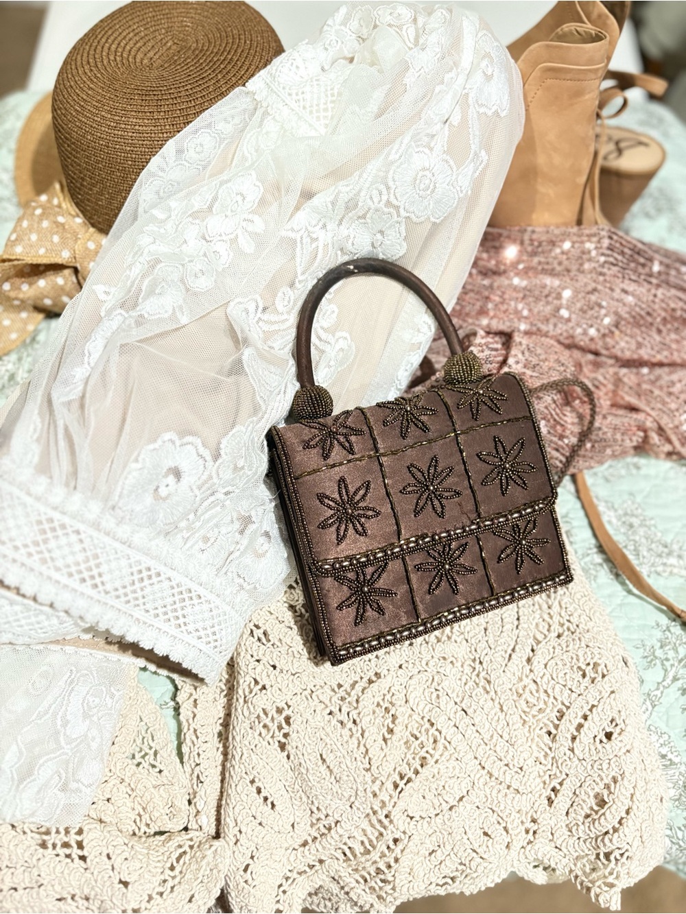 Cream Crochet Openwork Sweater Top - Picture 13 of 13